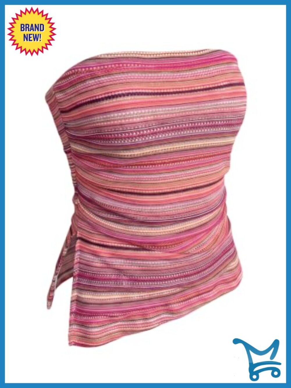 Plus Size Striped Ruched Tube Top Strapless Asymmetrical Bandeau